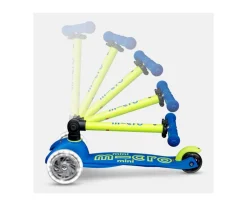 Patinete Plegable Mini Micro Deluxe Neon Azul/Amarillo Luces LED