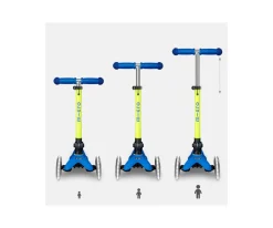 Patinete Plegable Mini Micro Deluxe Neon Azul/Amarillo Luces LED