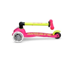 Patinete Plegable Mini Micro Deluxe Neon Rosa/Amarillo Luces LED