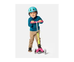 Patinete Plegable Mini Micro Deluxe Neon Rosa/Amarillo Luces LED