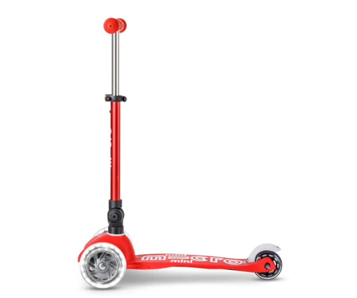 Patinete Plegable Mini Micro Deluxe Rojo Luces LED