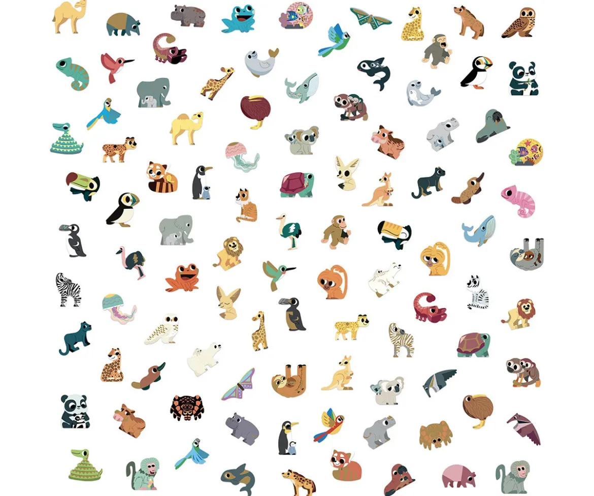 100 Pegatinas Animales Exóticos
