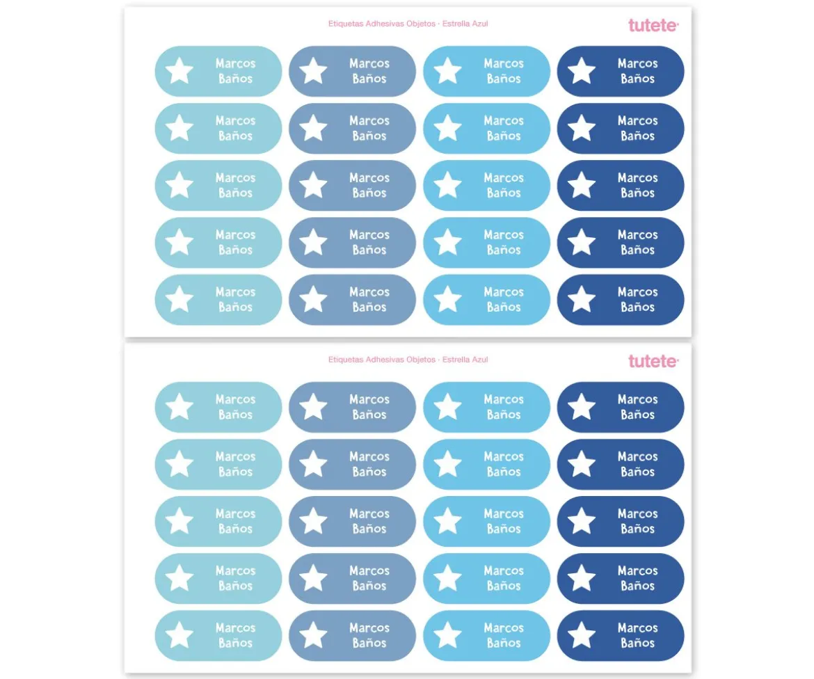 40 Pegatinas para Objetos Azul Estrella