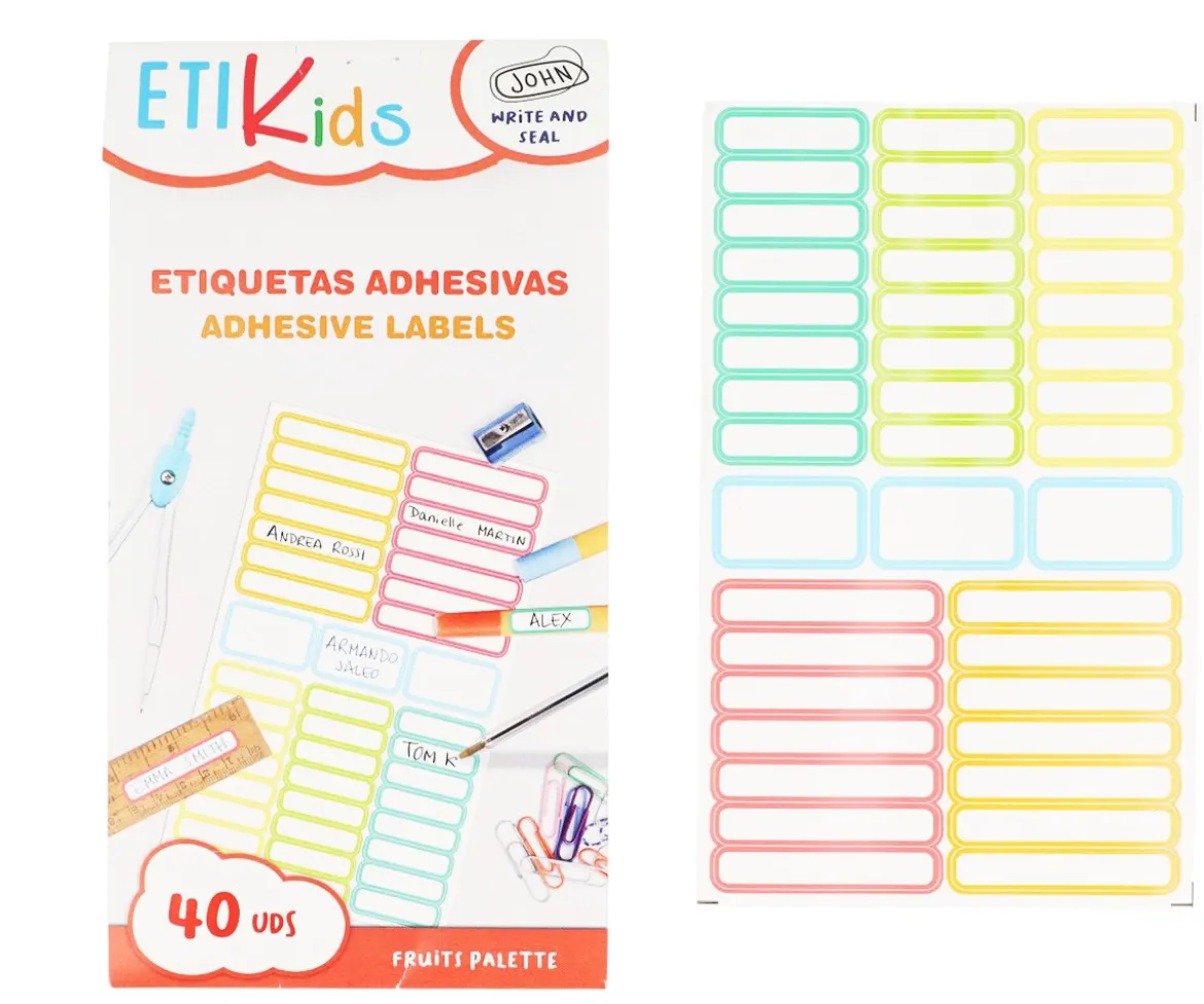 40 Pegatinas para Objetos "Escribe tu Texto" Colores