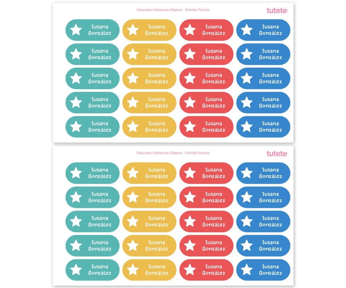 40 Pegatinas para Objetos Parchís Estrella