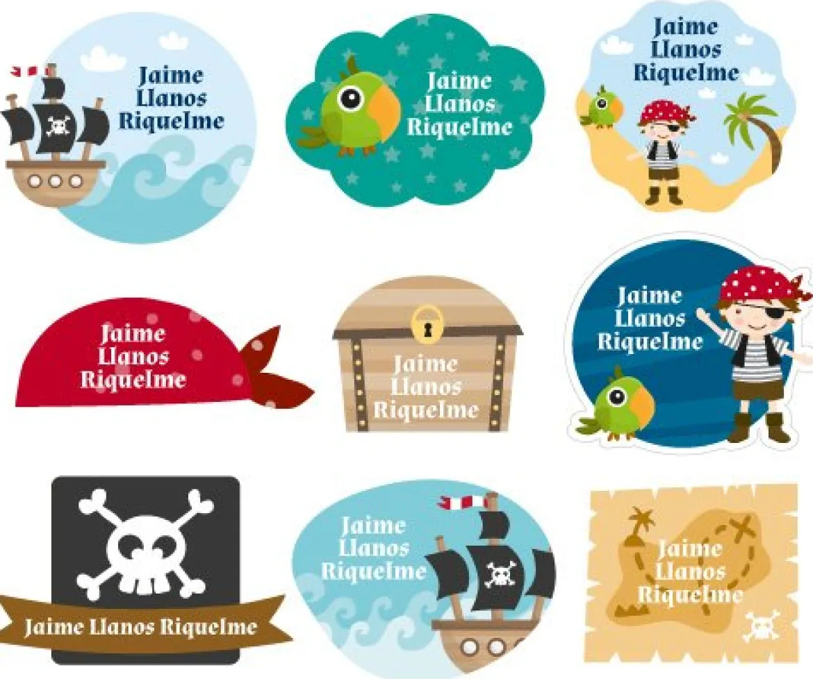 30 Pegatinas para Objetos Pirata