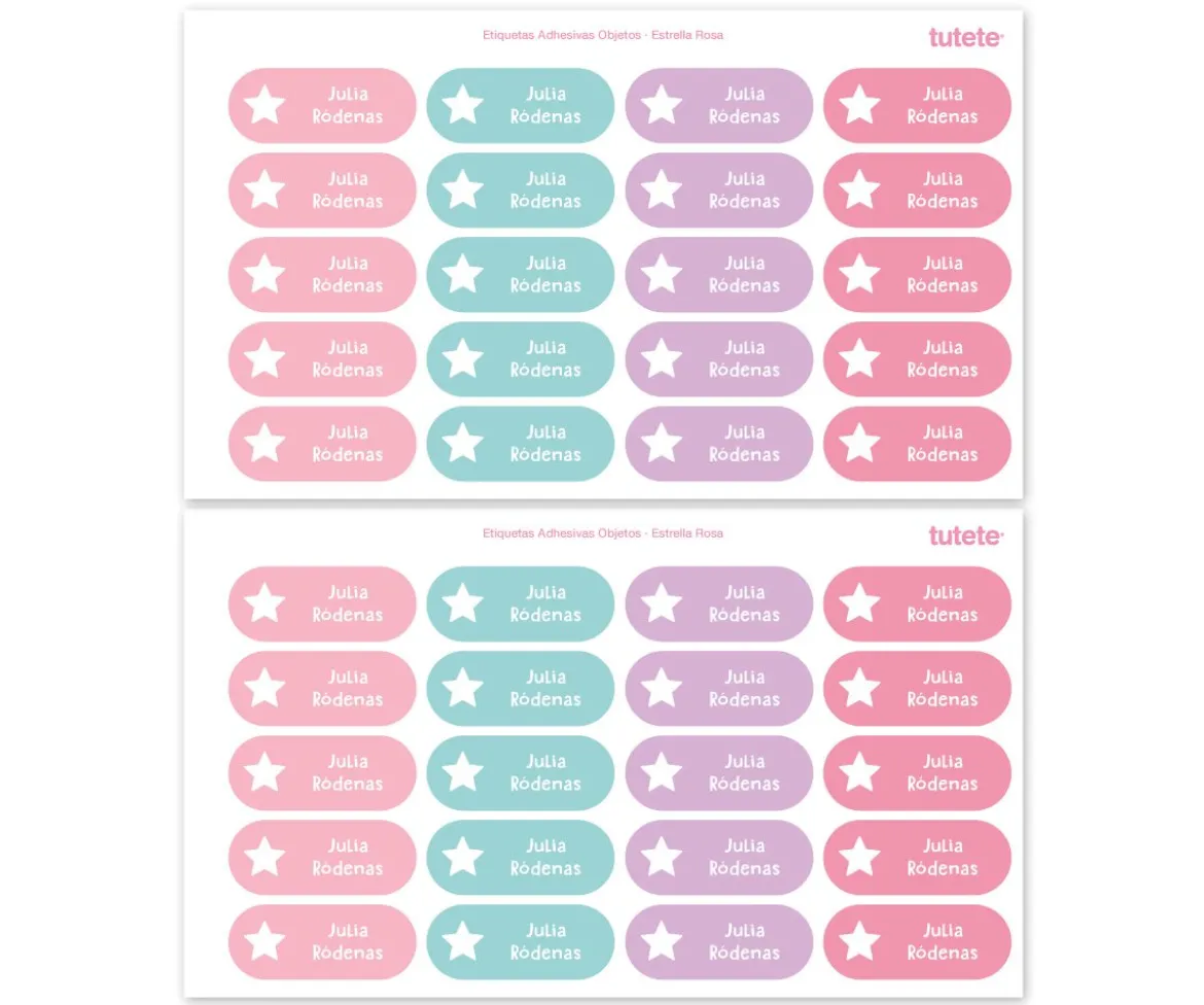 40 Pegatinas para Objetos Rosa Estrella