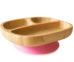 Plato Bambú con Ventosa Toddler Rosa