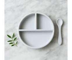 Plato con Compartimentos + Cuchara Bubble Glacier Grey