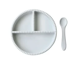 Plato con Compartimentos + Cuchara Bubble Glacier Grey
