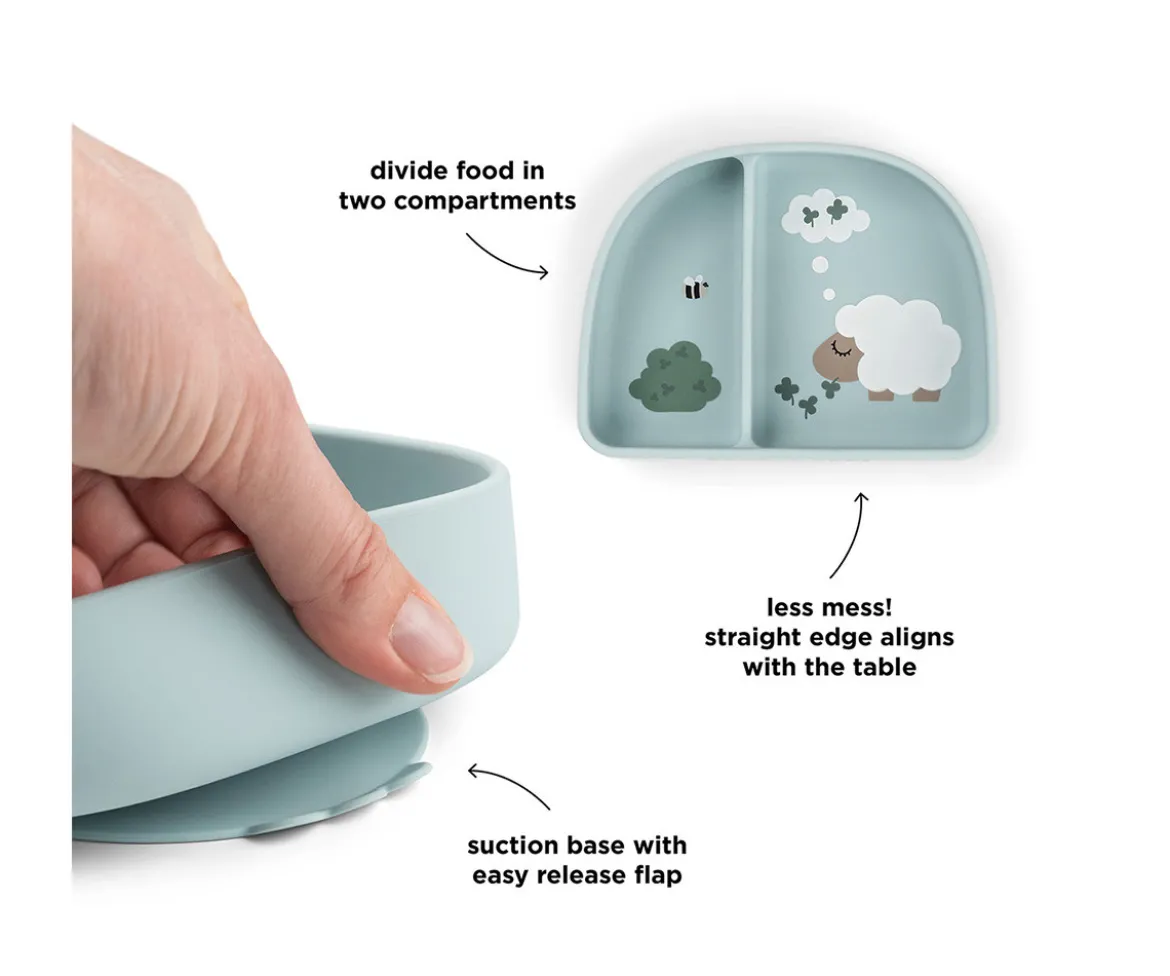 Plato con Compartimentos Stick&Stay Tiny Farm Blue