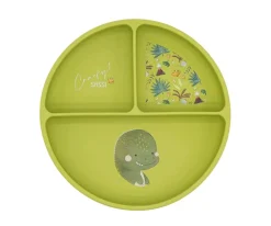 Plato de Silicona con Compartimentos Dinosaurio