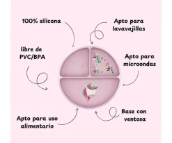 Plato de Silicona con Compartimentos Unicornio