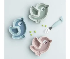 Plato Silicona Stick&Stay Snack Birdee Powder