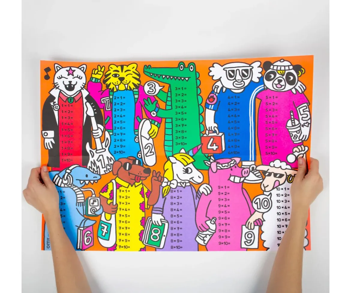 Poster XL Omy School Tablas de Multiplicar + Pegatinas
