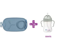PROMO Bandeja Silicona Roll & Go con Cuchara Ocean + Taza con Pajita Sage