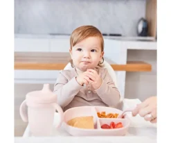 PROMO Plato y Cuenco de Silicona BLush + Taza con Pajita Sage