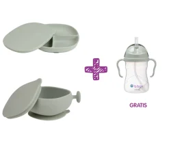 PROMO Plato y Cuenco de Silicona + Taza con Pajita Sage