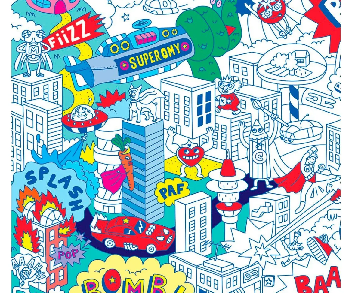 Póster XL Omy Súper Héroes para Colorear