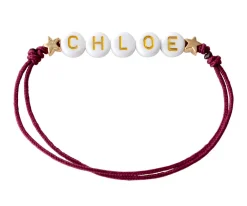 Pulsera Estrellas Doradas Personalizada Burdeos