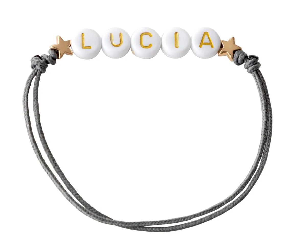 Pulsera Estrellas Doradas Personalizada Gris