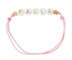 Pulsera Estrellas Doradas Personalizada Rosa
