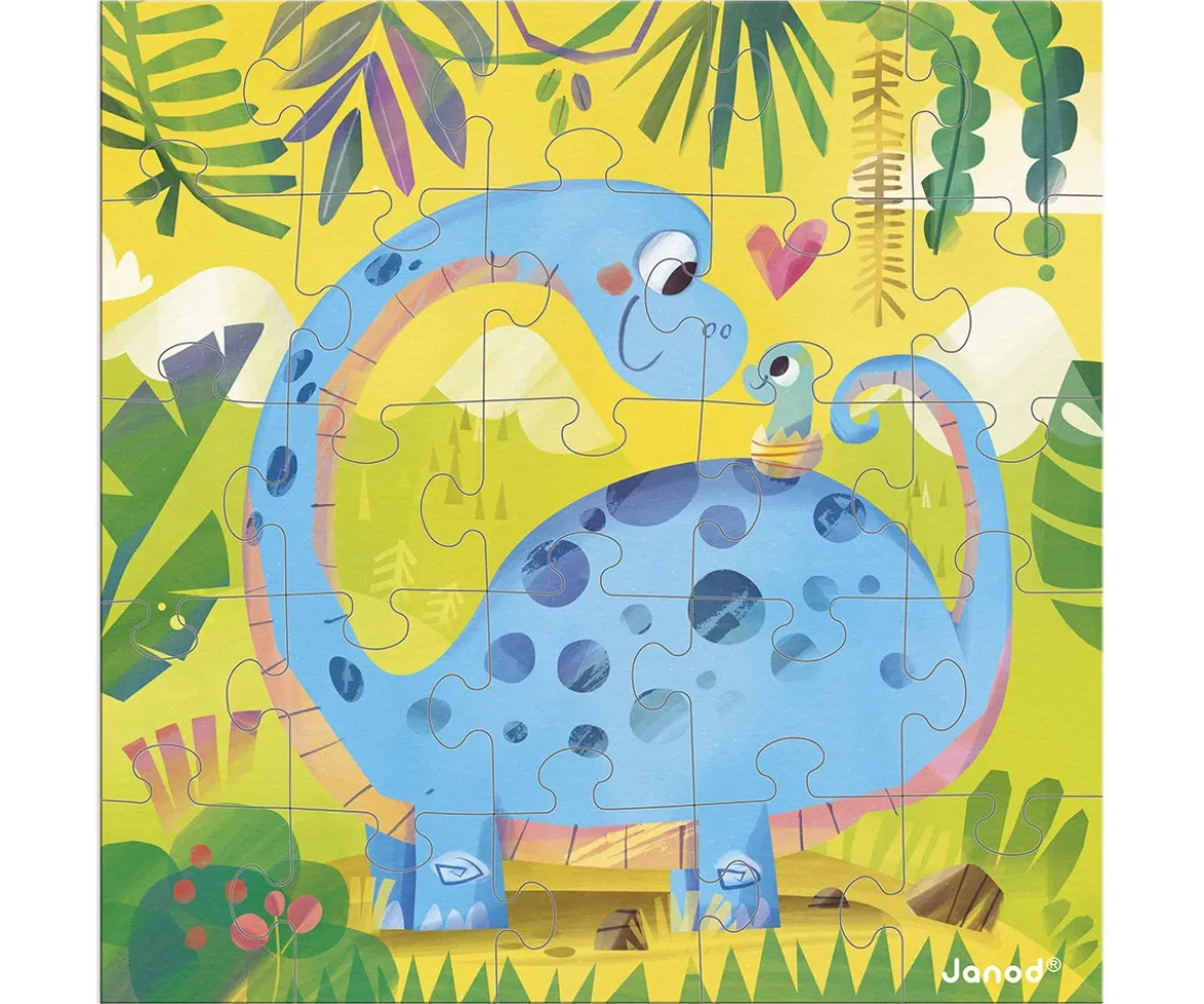 Puzzle con Tarjeta Mamá Dino y su Bebé