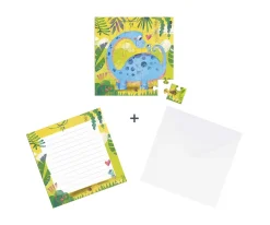 Puzzle con Tarjeta Mamá Dino y su Bebé