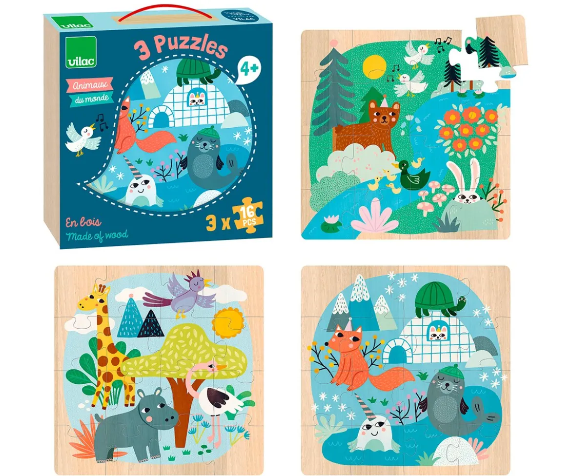 3 Puzzles Animales del mundo