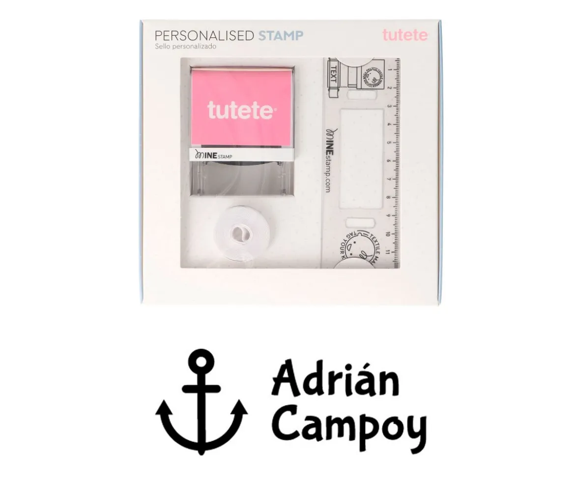 Sello Personalizado Ancla + Cinta Blanca para Ropa Oscura