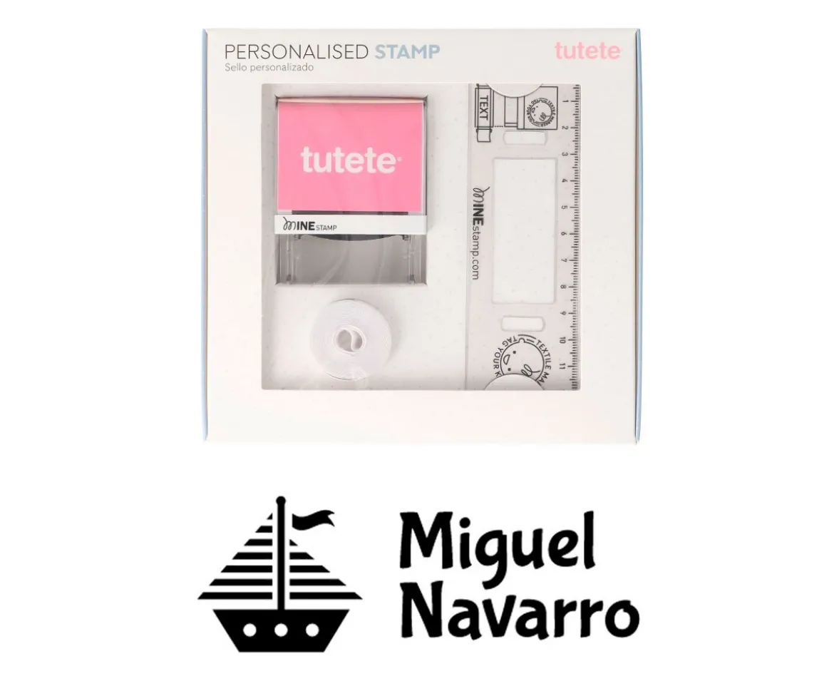 Sello Personalizado Barco + Cinta Blanca para Ropa Oscura