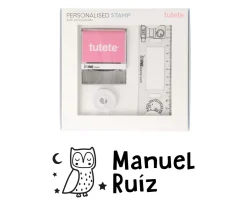 Sello Personalizado Búho + Cinta Blanca para Ropa Oscura