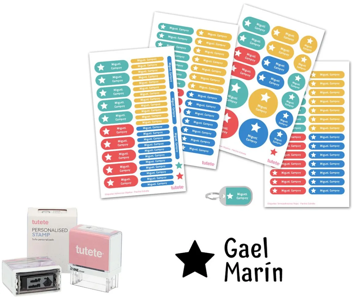 Sello Personalizado Gran Estrella + Combinado Termo y Pegatinas Parchís Estrella