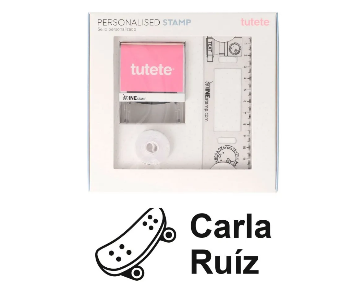 Sello Personalizado Monopatín + Cinta Blanca para Ropa Oscura