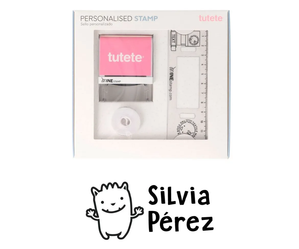 Sello Personalizado Monstruito + Cinta Blanca para Ropa Oscura