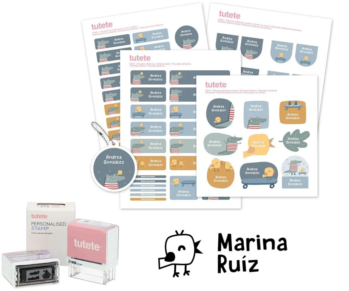 Sello Personalizado Pollito + Combinado Termo y Pegatinas Croc