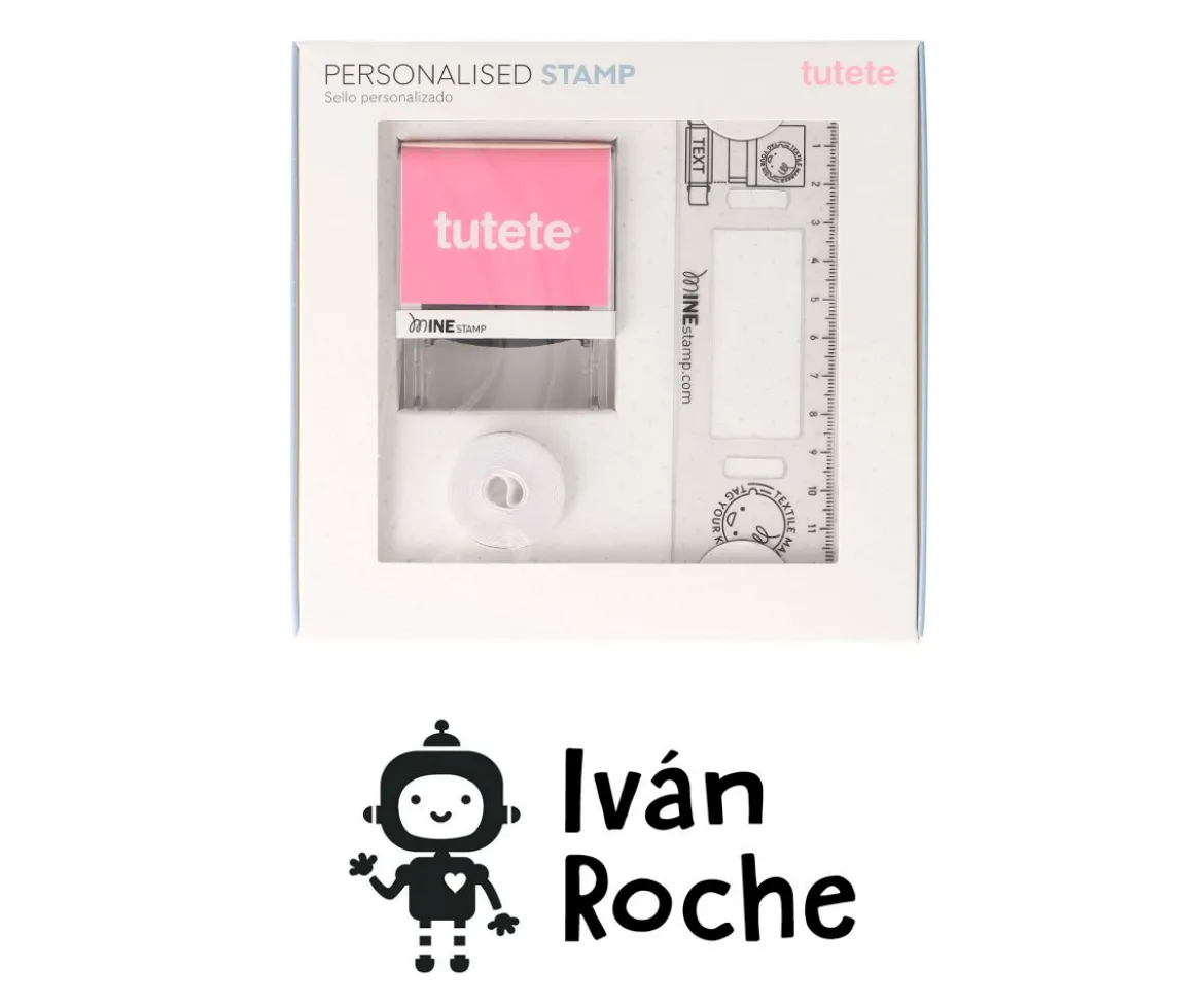 Sello Personalizado Robot + Cinta Blanca para Ropa Oscura