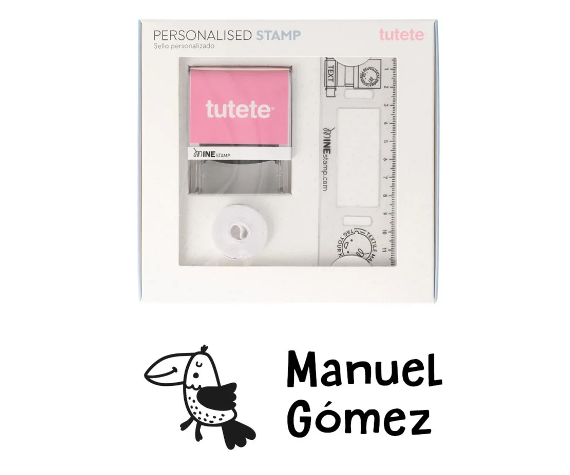 Sello Personalizado Tucán + Cinta Blanca para Ropa Oscura