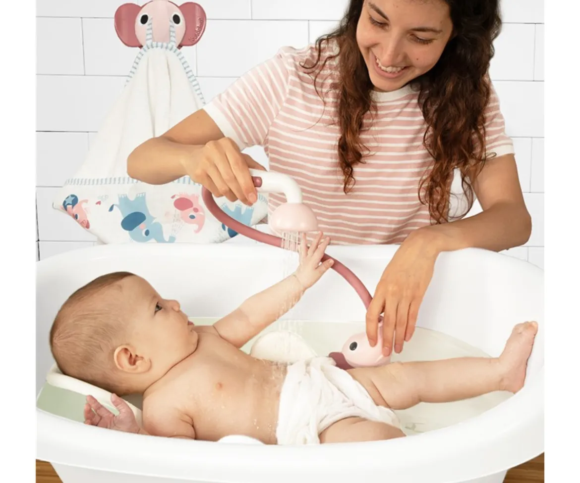 Set Baño Ducha Elefante y Capa Rosa