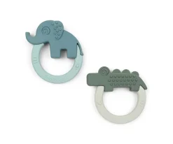 Set de 2 Mordedores Silicona Amigos Deer Verde/Azul