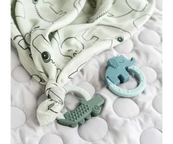 Set de 2 Mordedores Silicona Amigos Deer Verde/Azul