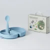Set de Plato y Cuchara de Silicona Plegable Azul