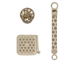 Set de Regalo BIBS Baby Soothe & Go Polka Dark Oak/Vanilla