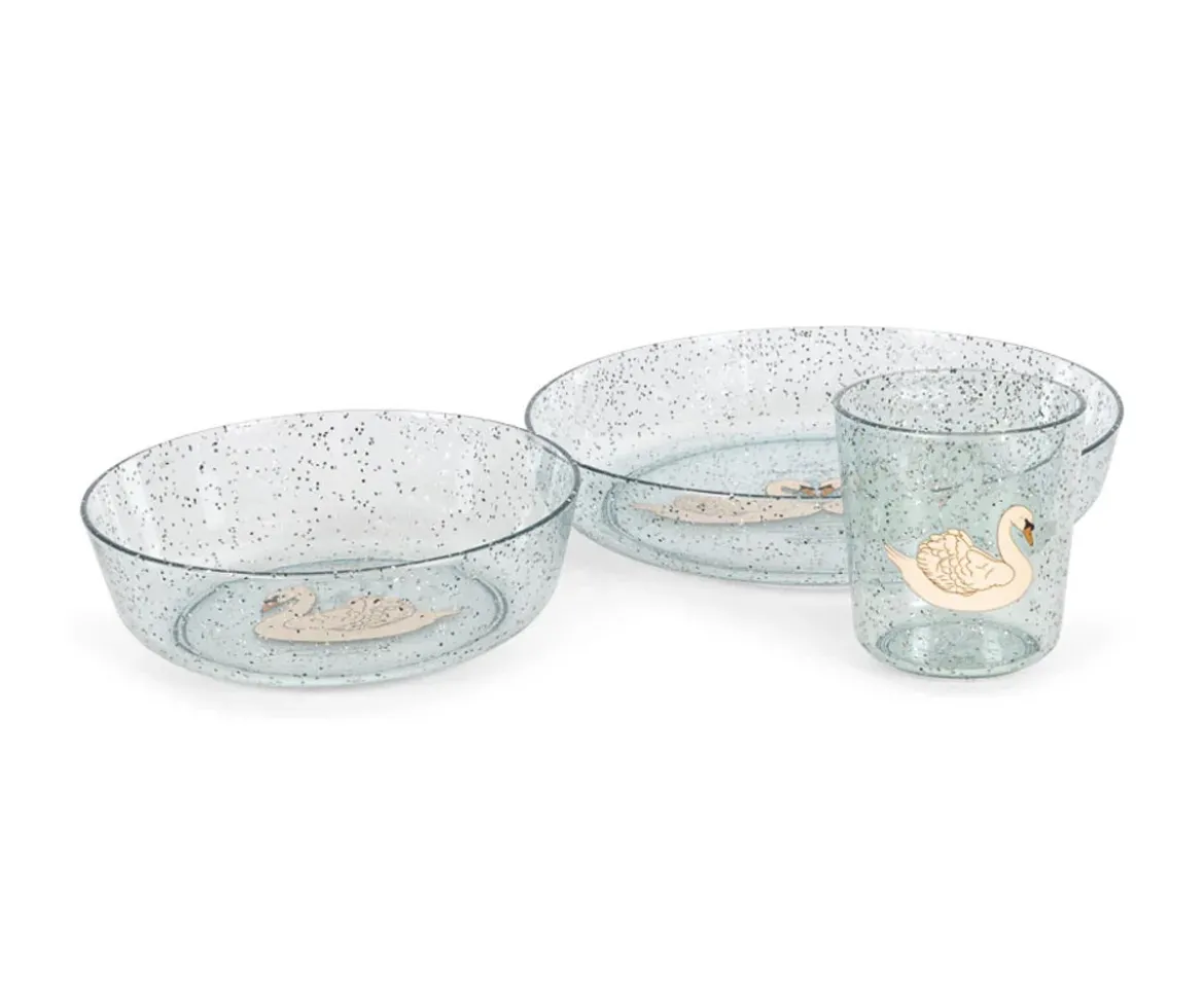 Set de Vajilla Infantil Sparkly Swan Blue