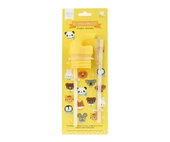 Set Tapa Pajita y Cepillo Animal Friends