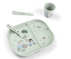 Set Vajilla con Ventosa Foodie Tiny Farm Green