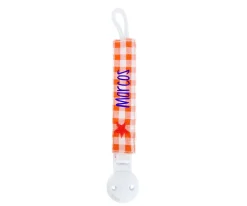 Sujetachupetes Personalizado Vichy Star Naranja