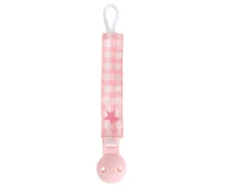 Sujetachupetes Personalizado Vichy Star Rosa