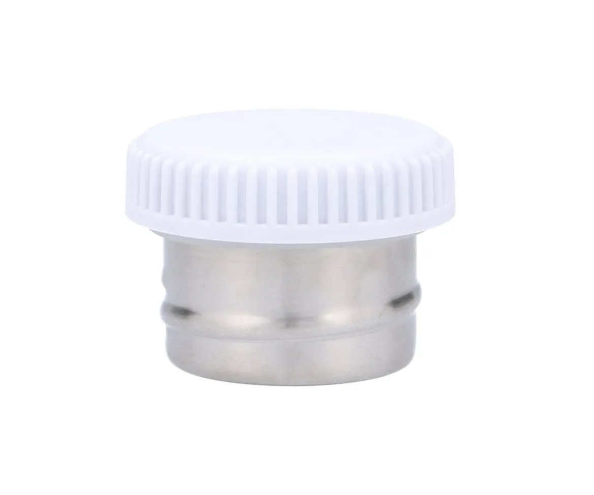 Tapón con Base Metal para Botella Acero Blanco