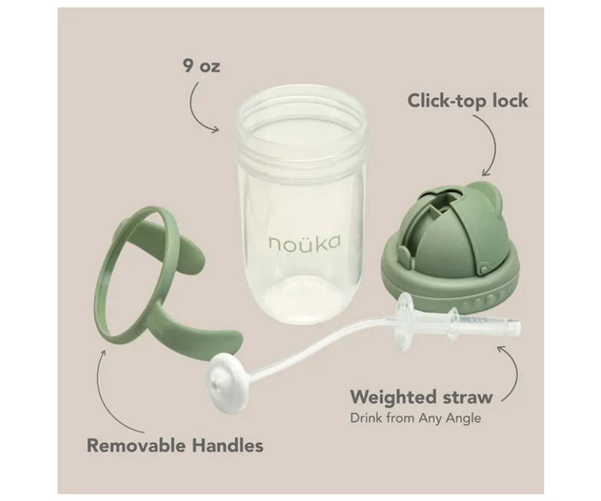Taza Antiderrame Non-Spill con Pajita Flexible con Peso 260ml Moss